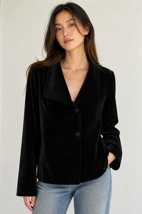 Zara Woman Jackets & Blazers - Zara Woman Black Velvet Button Jacket Medium